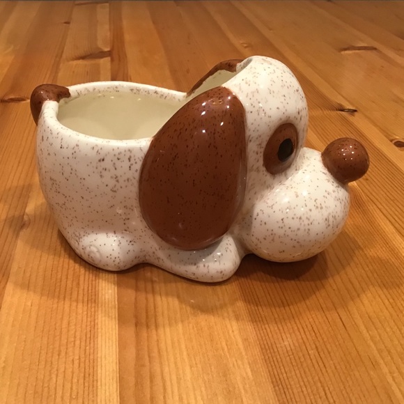 VINTAGE PUPPY KITSCHY PLANTER-HE’S SPECKLED & SMILEY! - Picture 4 of 10